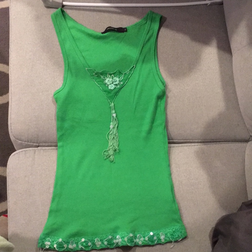Arden B Cotton and Lace Tank Top